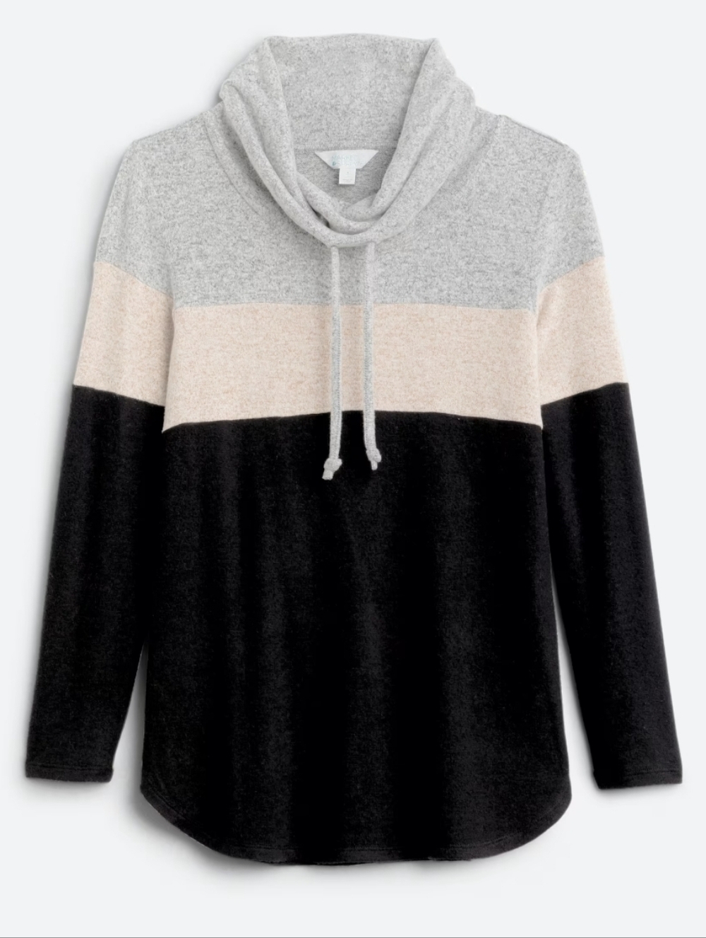 Market & Spruce Colorblock Cowl Pullover - Gray, Cream & Black